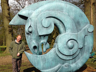 David Meredith and equestrian sculpture.