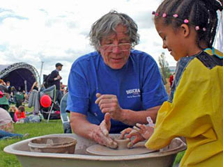 Jim Hancock teaching pottery
