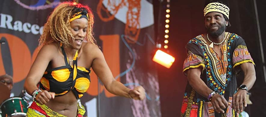 Kasaï Masaï performing at Wychwood Festival 2018.