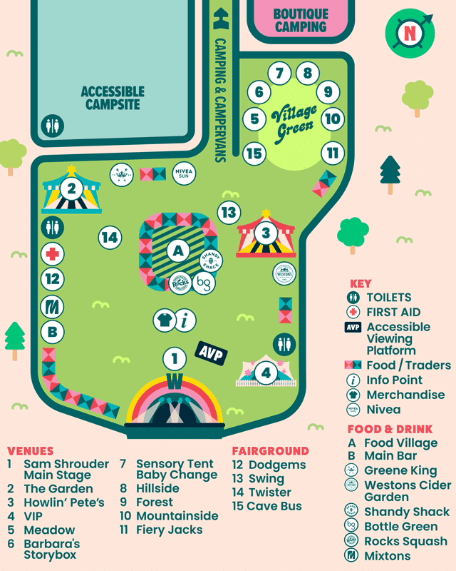Wychwood Festival arena map for 2026.