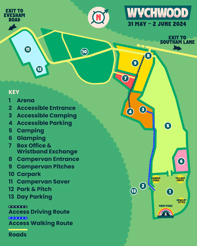 Wychwood Festival site map for 2024.