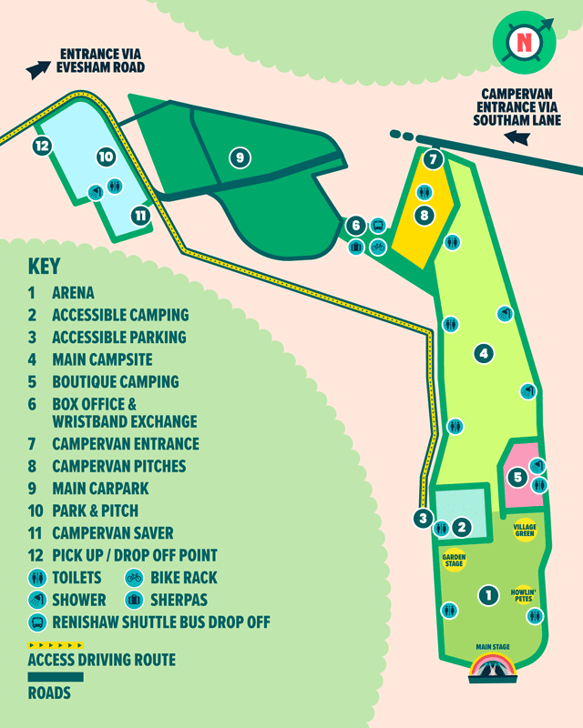 Wychwood Festival site map for 2026.