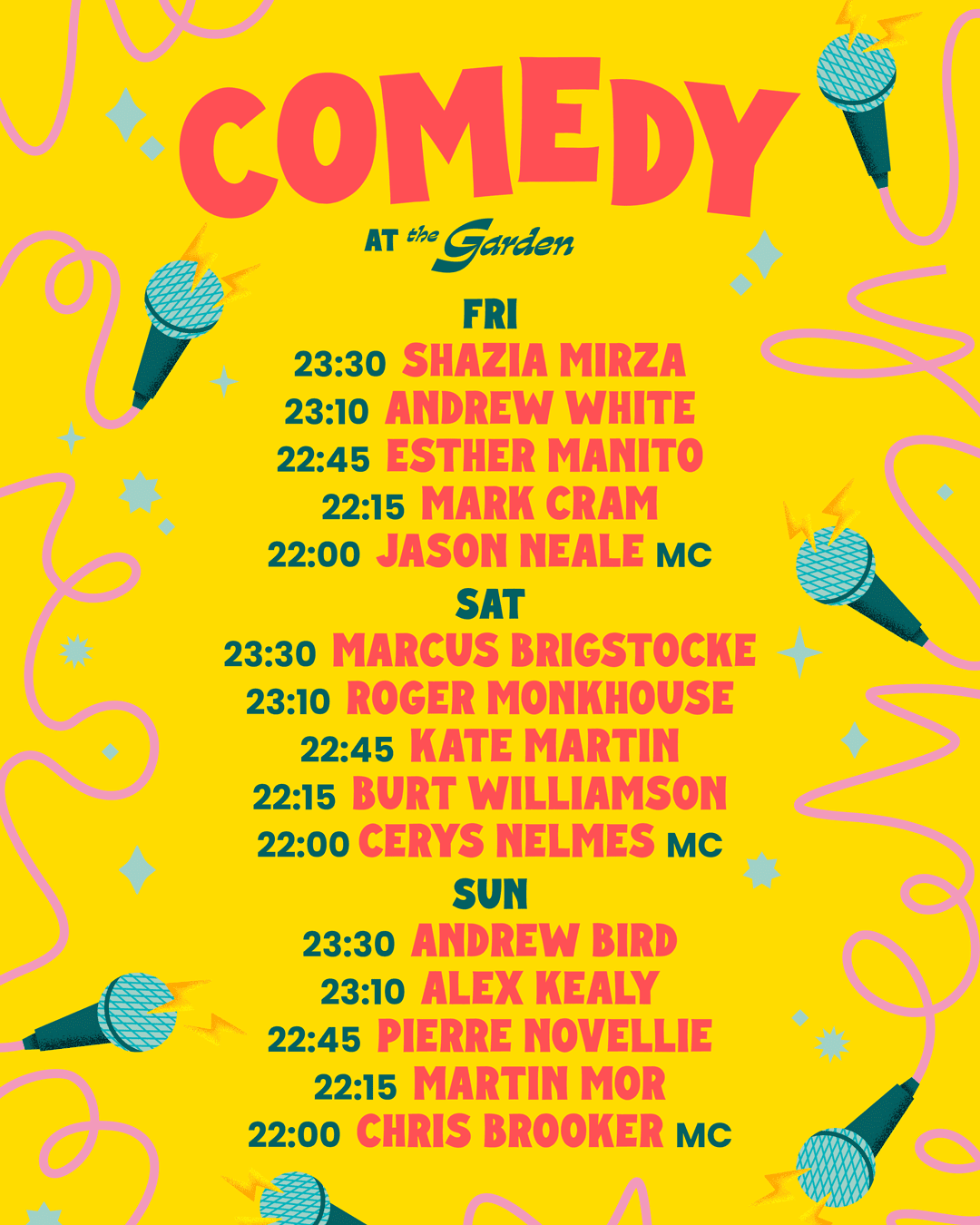 Wychwood Festival 2024 – Comedy at The Garden Set Times
