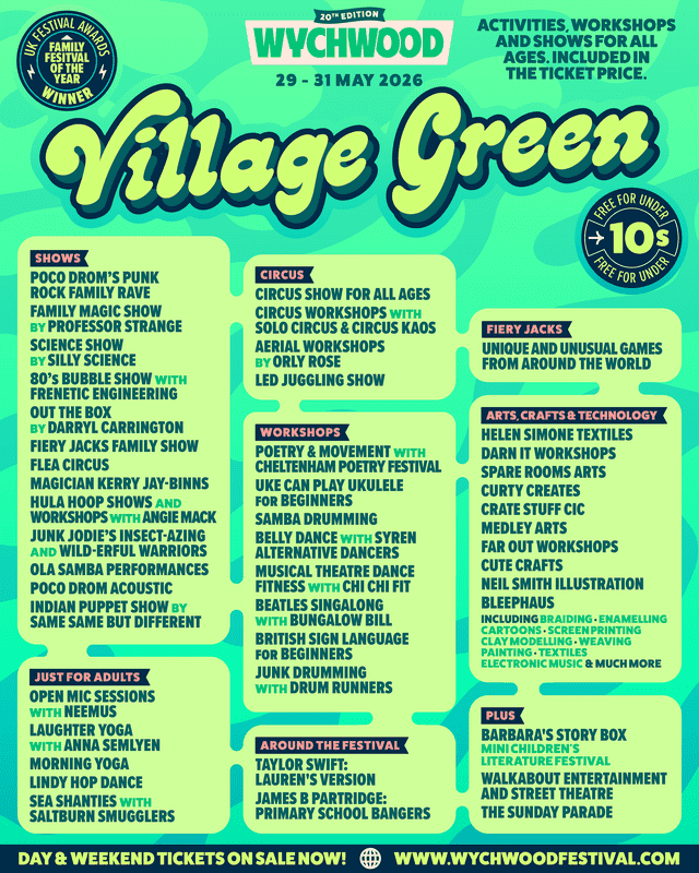 Wychwood Festival 2026 Village Green poster